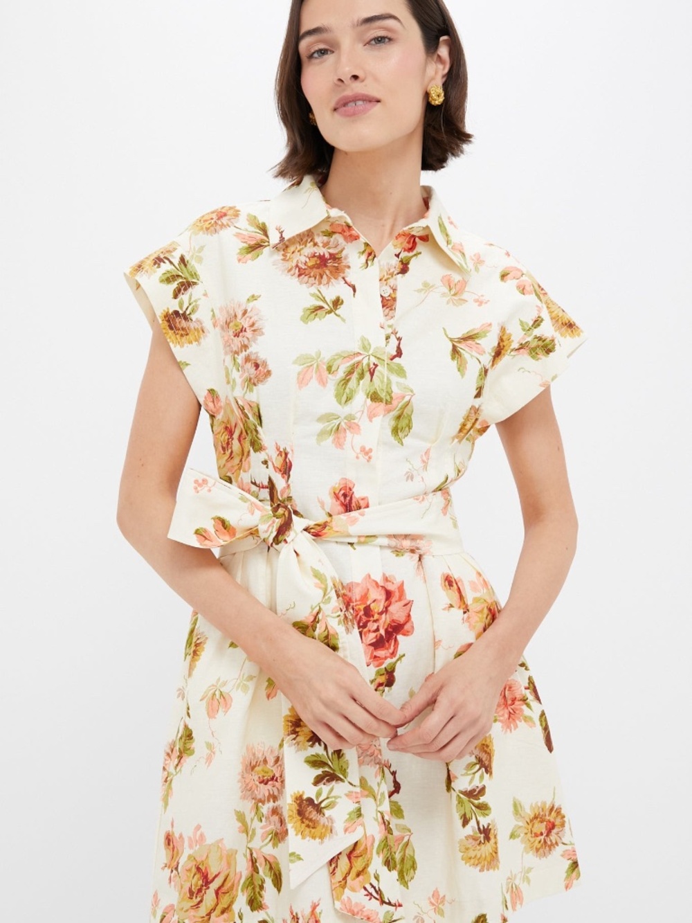 Tuckernuck Romantic Floral Cotton Linen Mini Callie Dress